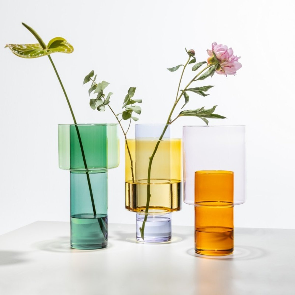 Vase design verre BOREALE C jaune, ICHENDORF