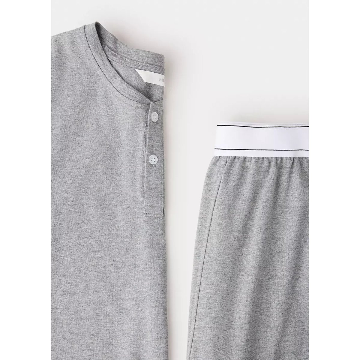Lot pyjama long en coton gris, MANGO MAN