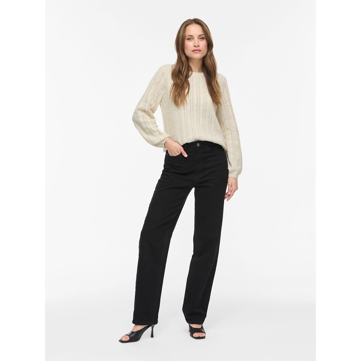 Openwork Crew Neck Jumper ecru , VILA