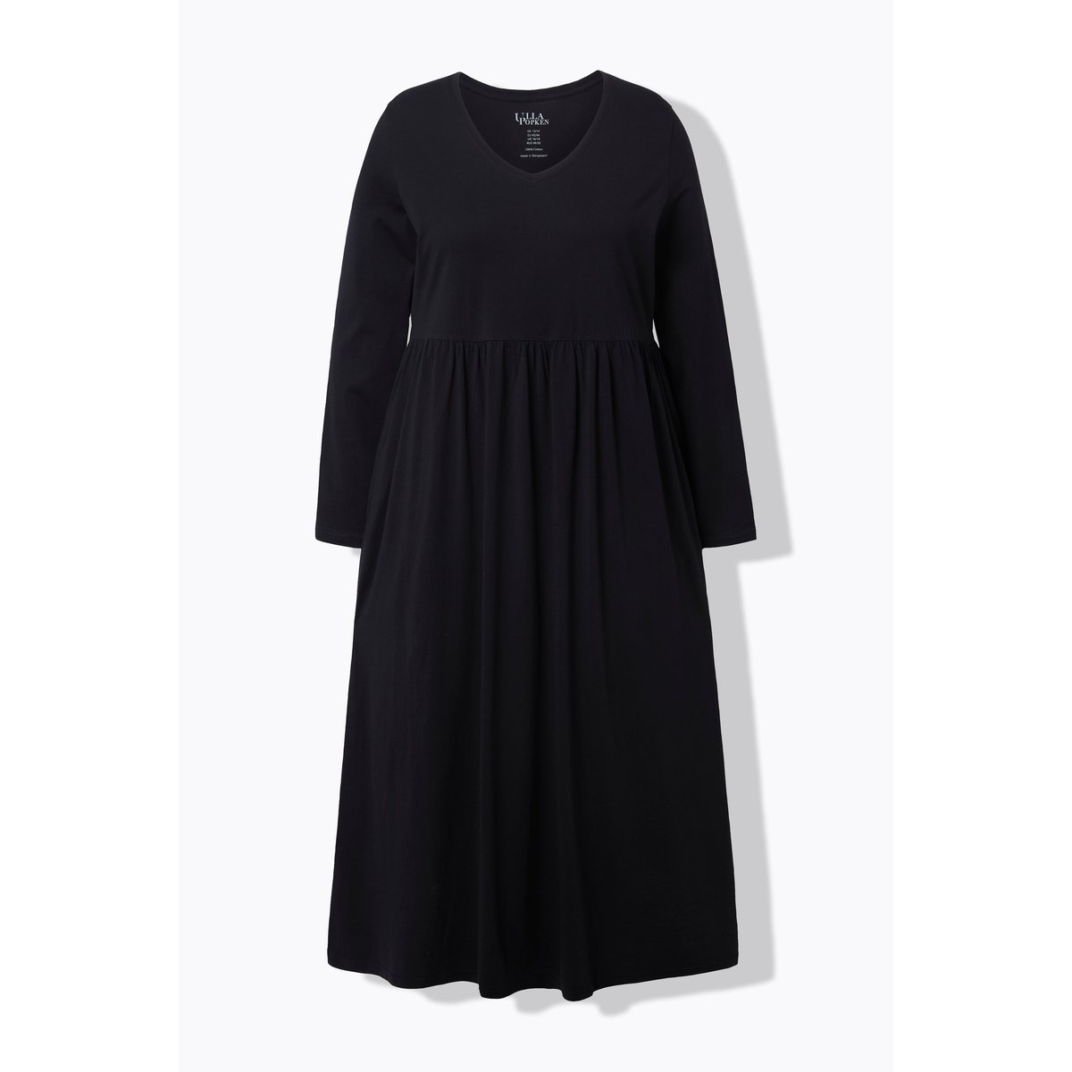 Robe maxi à manches longues et décolleté noir, ULLA POPKEN