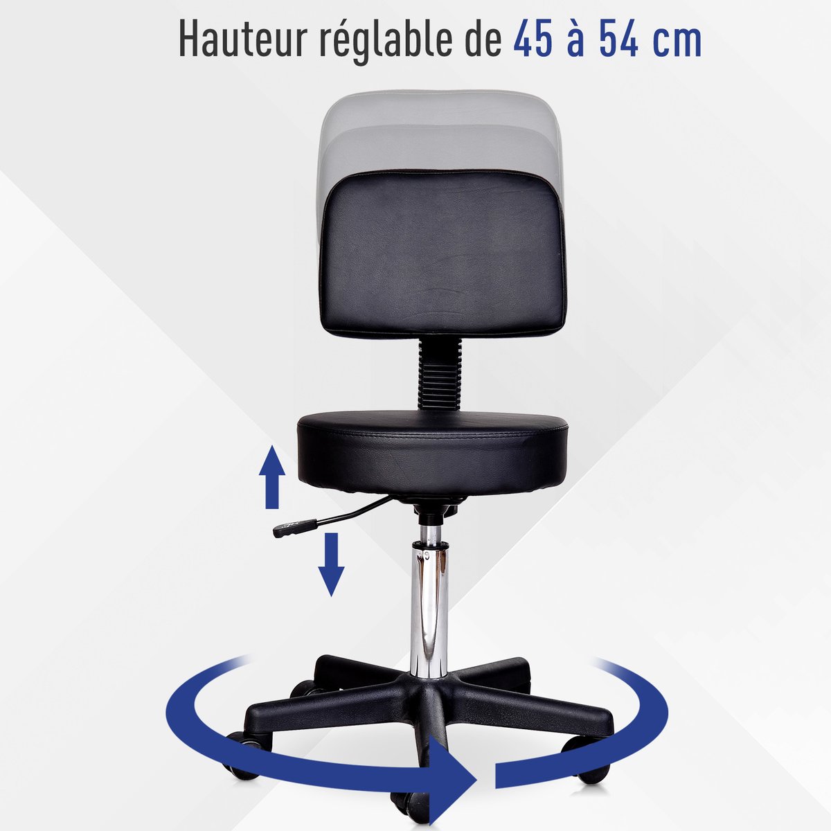Tabouret de salon Simili cuir Noir noir, HOMCOM