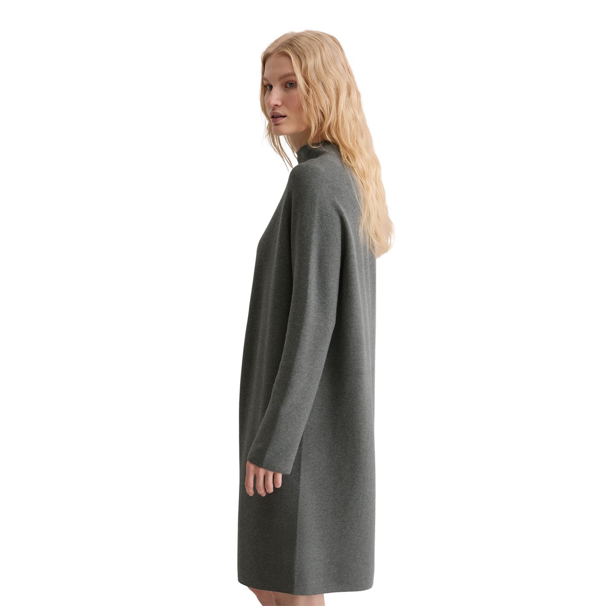 Robe en tricot seamless loose en coton bio doux gris, MARC O'POLO