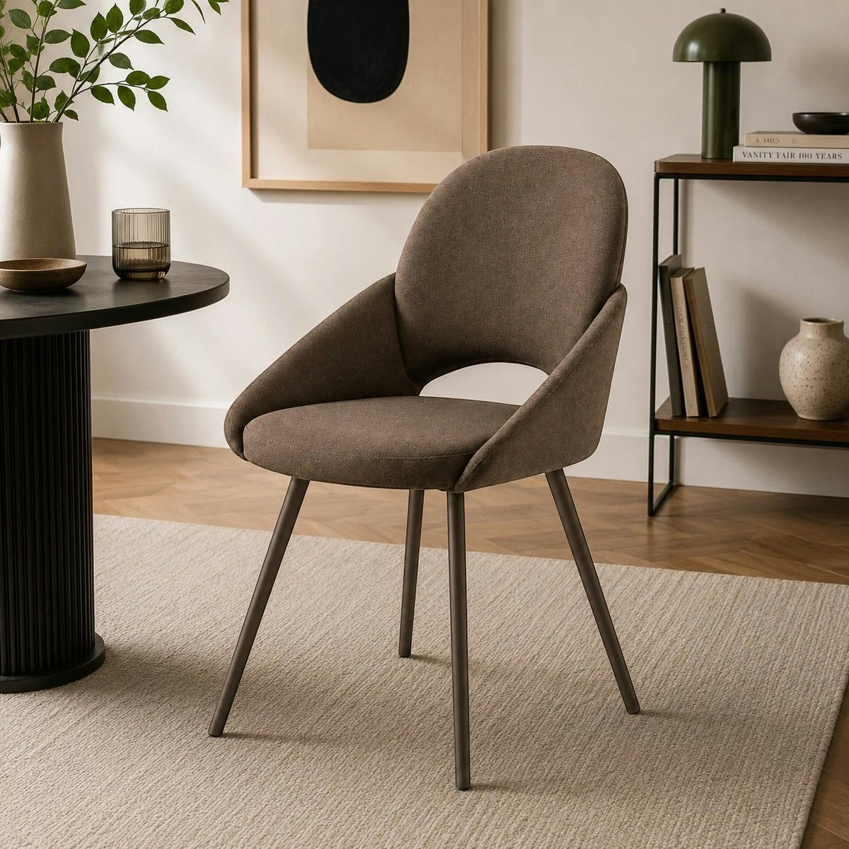 Chaise en tissu accoudoirs intégrés (lot de 2) AUREN marron, PIER IMPORT