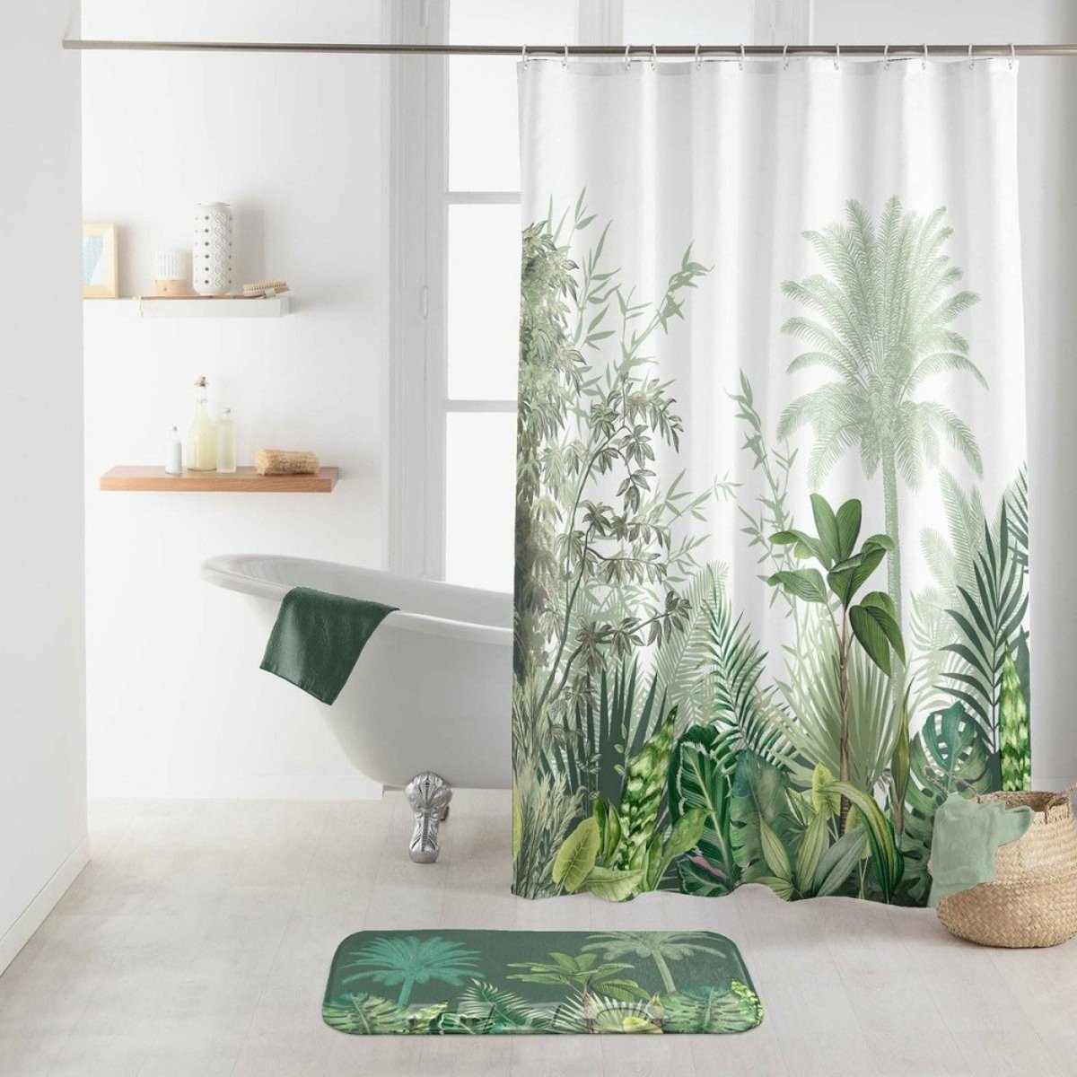 Rideau de douche 180x200 Vagabonde vert, DECORATIE