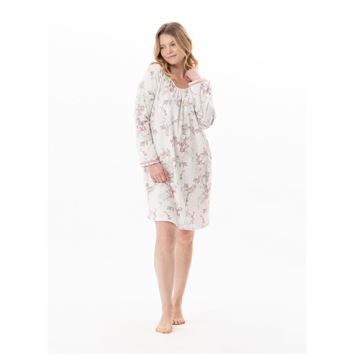 Chemise de nuit en coton modal KELLY 101 multicolore, LE CHAT
