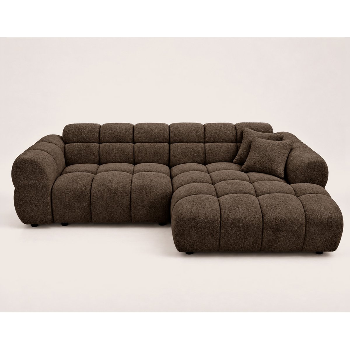 Canapé d'angle droit 4 places convertible avec, MINI RAY marron, BEST MOBILIER