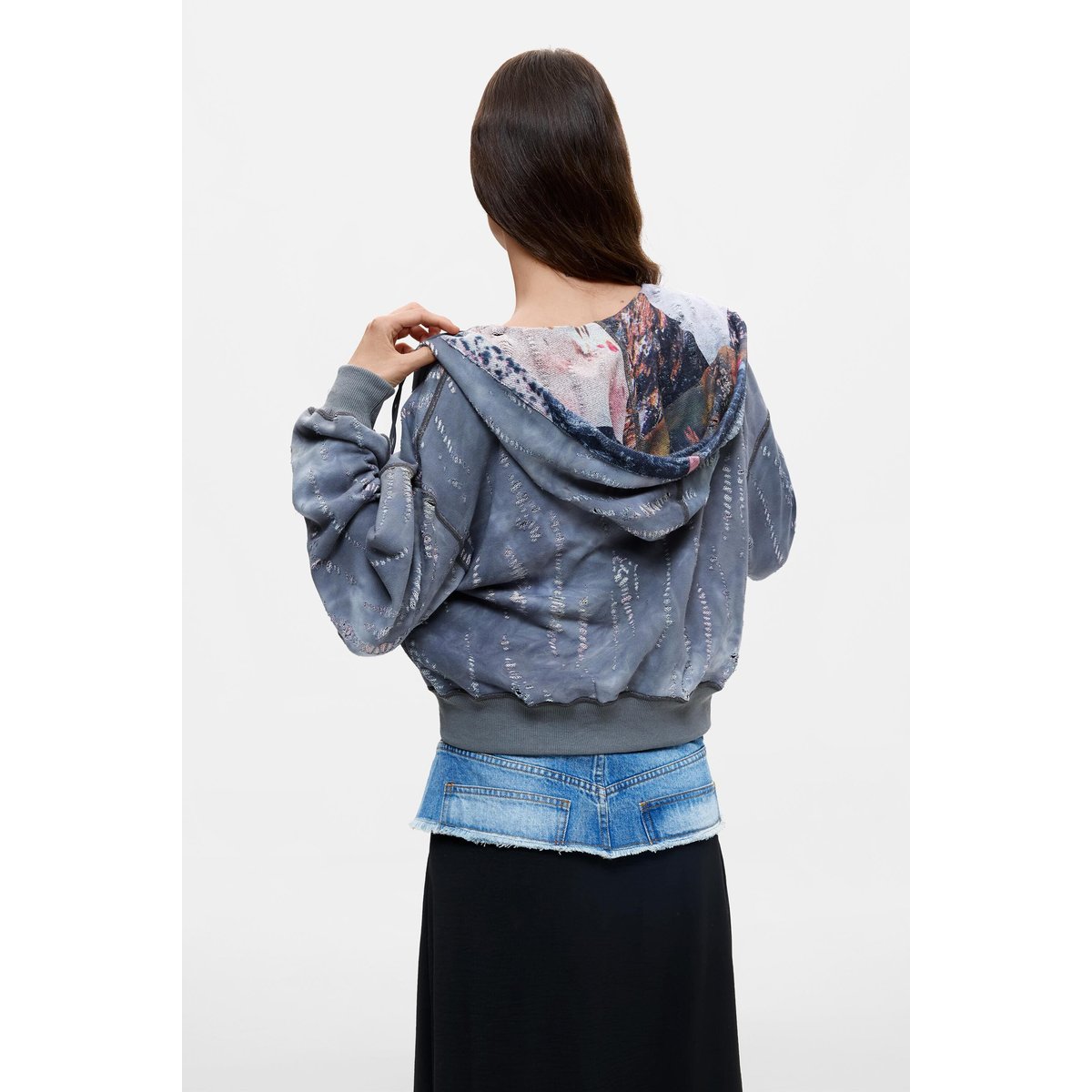 Sweat-shirt réversible imprimé noir, DESIGUAL
