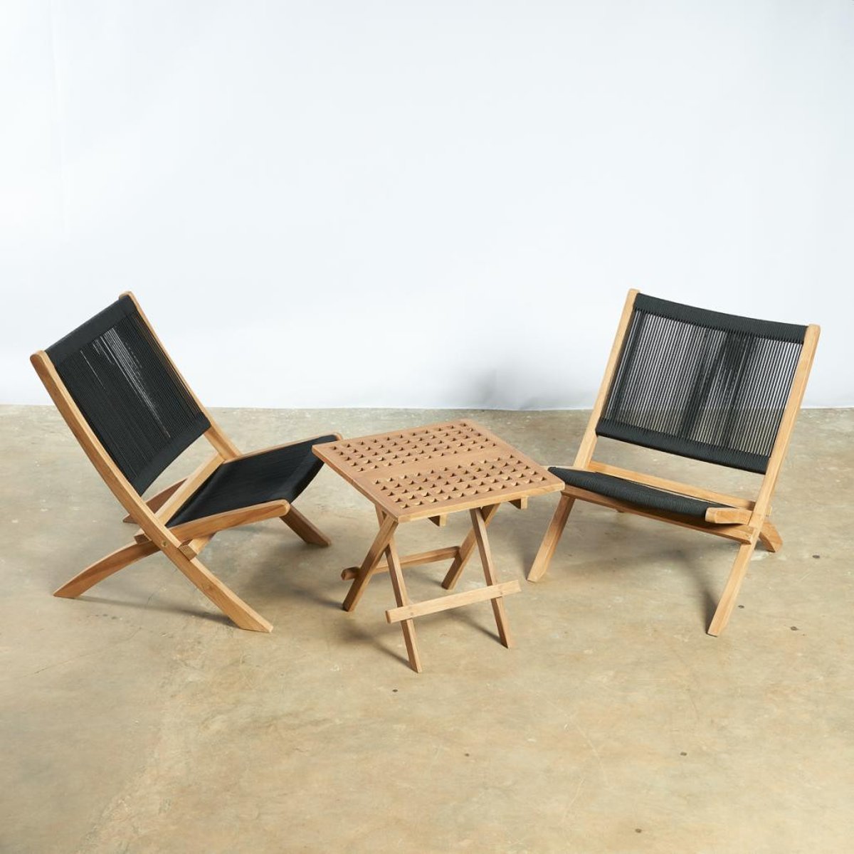 Fauteuil jardin lounge en corde noir Jala noir, WANDA COLLECTION