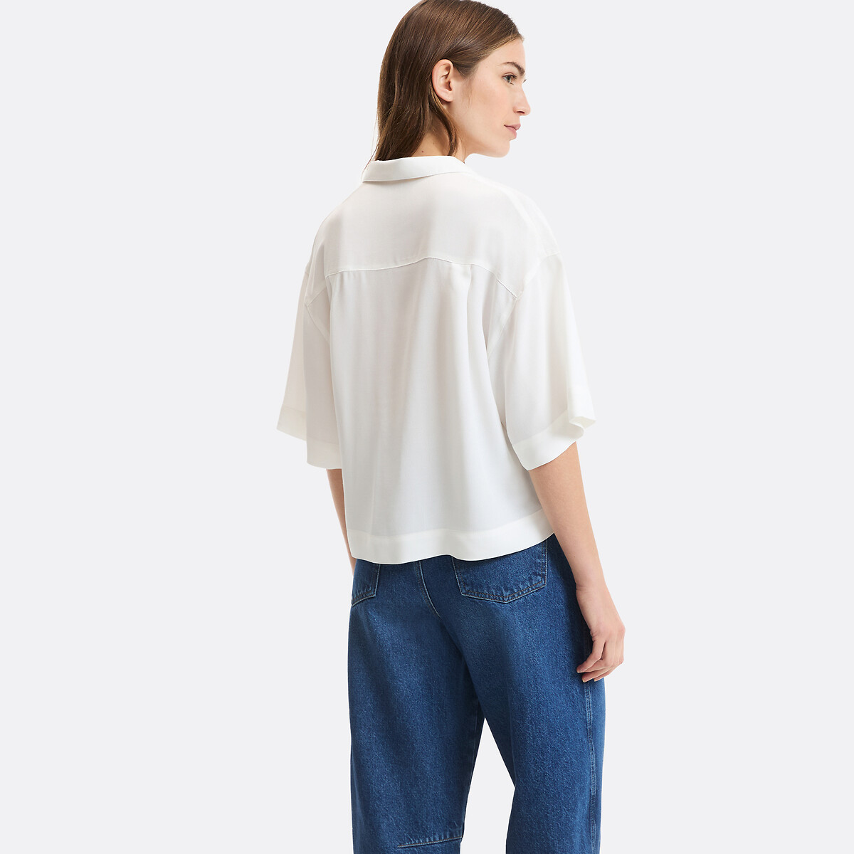 Camicia collo revers, maniche corte avorio, LA REDOUTE COLLECTIONS