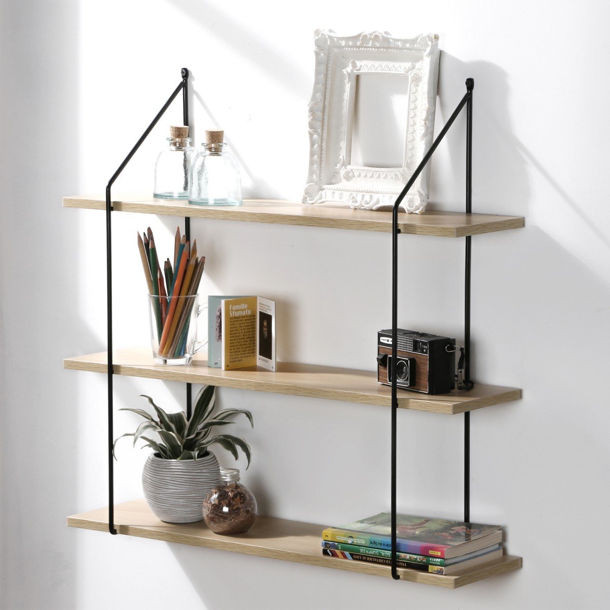 Étagère Murale 3 Niveaux décor Bois L60 cm bois, CALICOSY