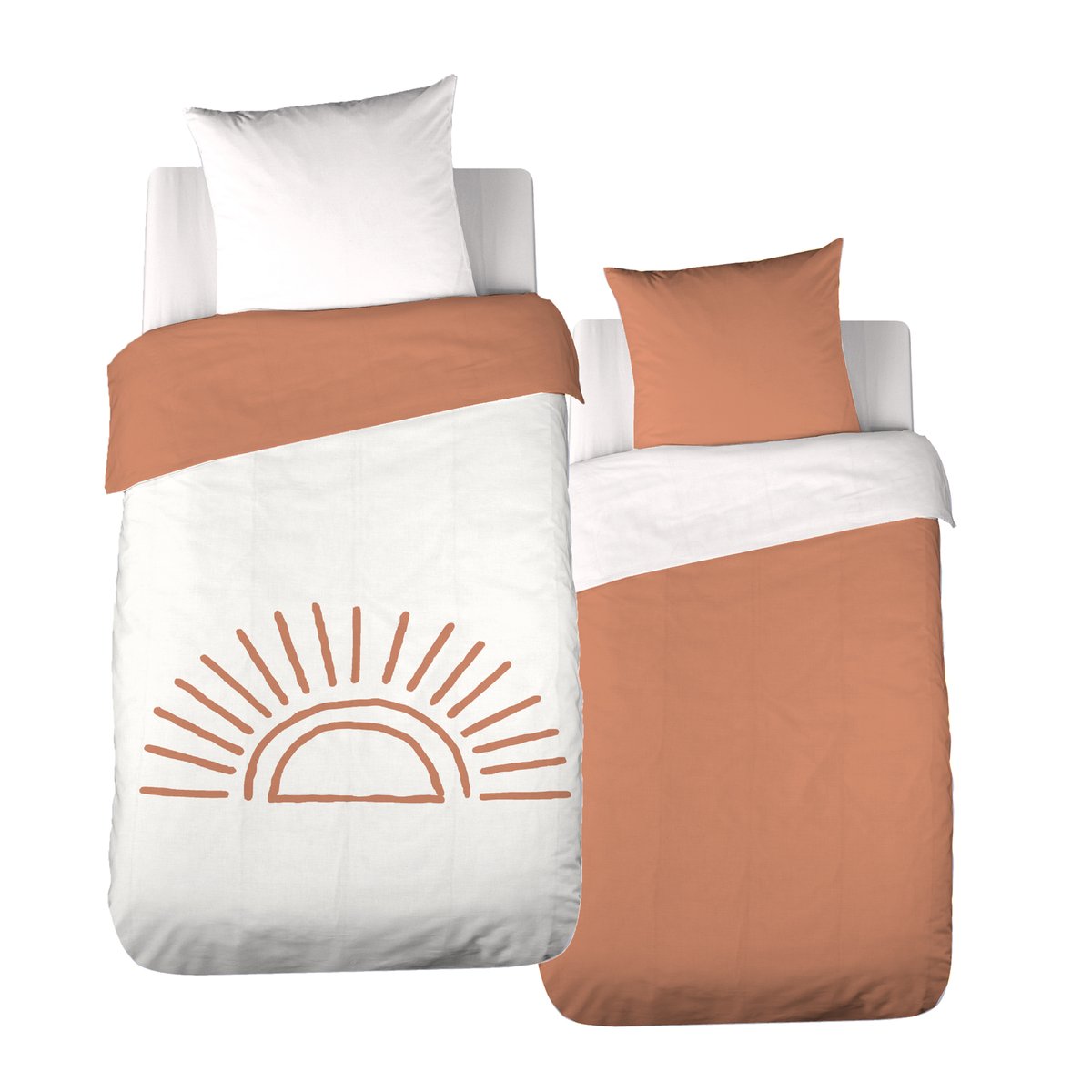 Parure de lit enfant coton tufté motif soleil terracotta, COTE DECO