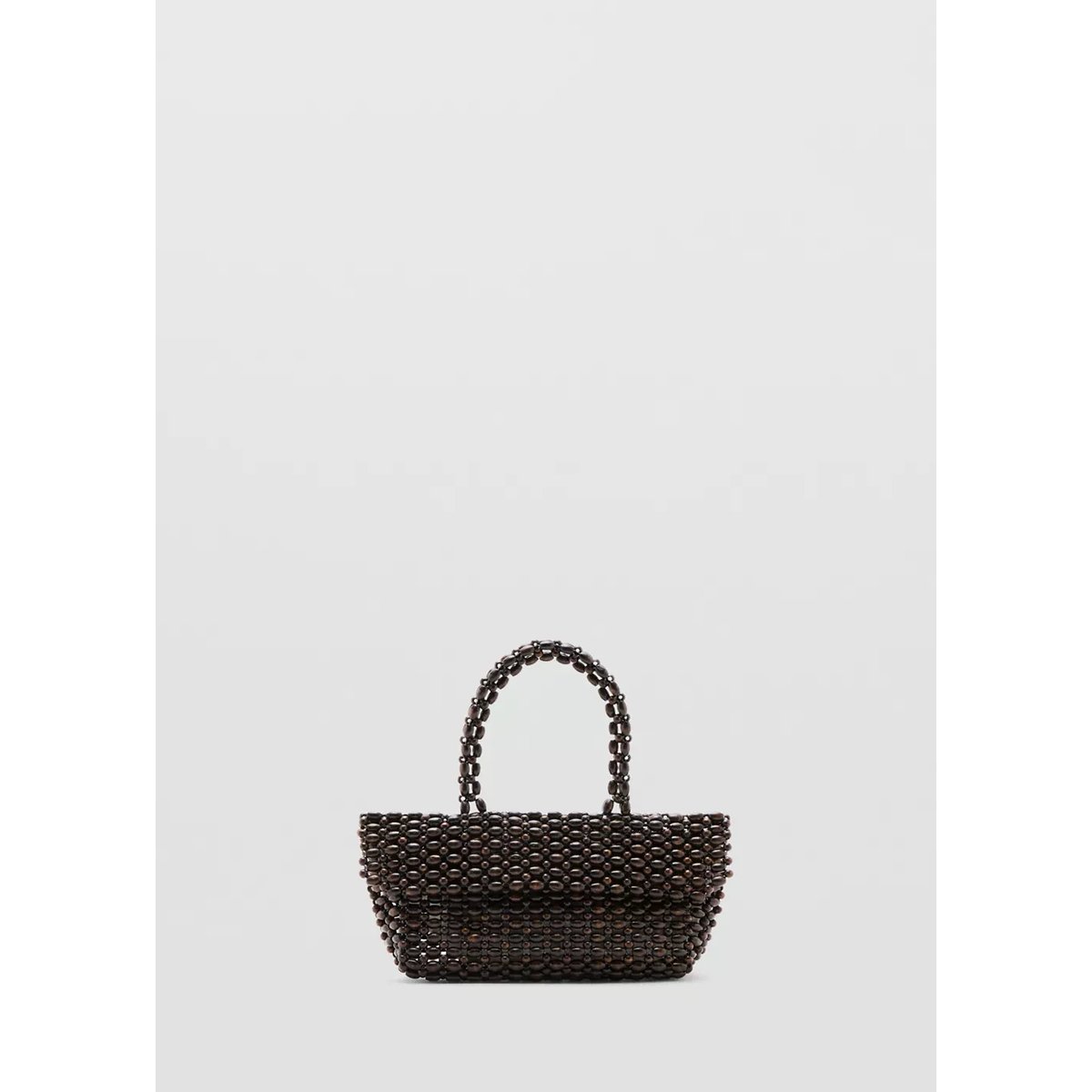 Sac porté main fibre naturelle chocolat, MANGO