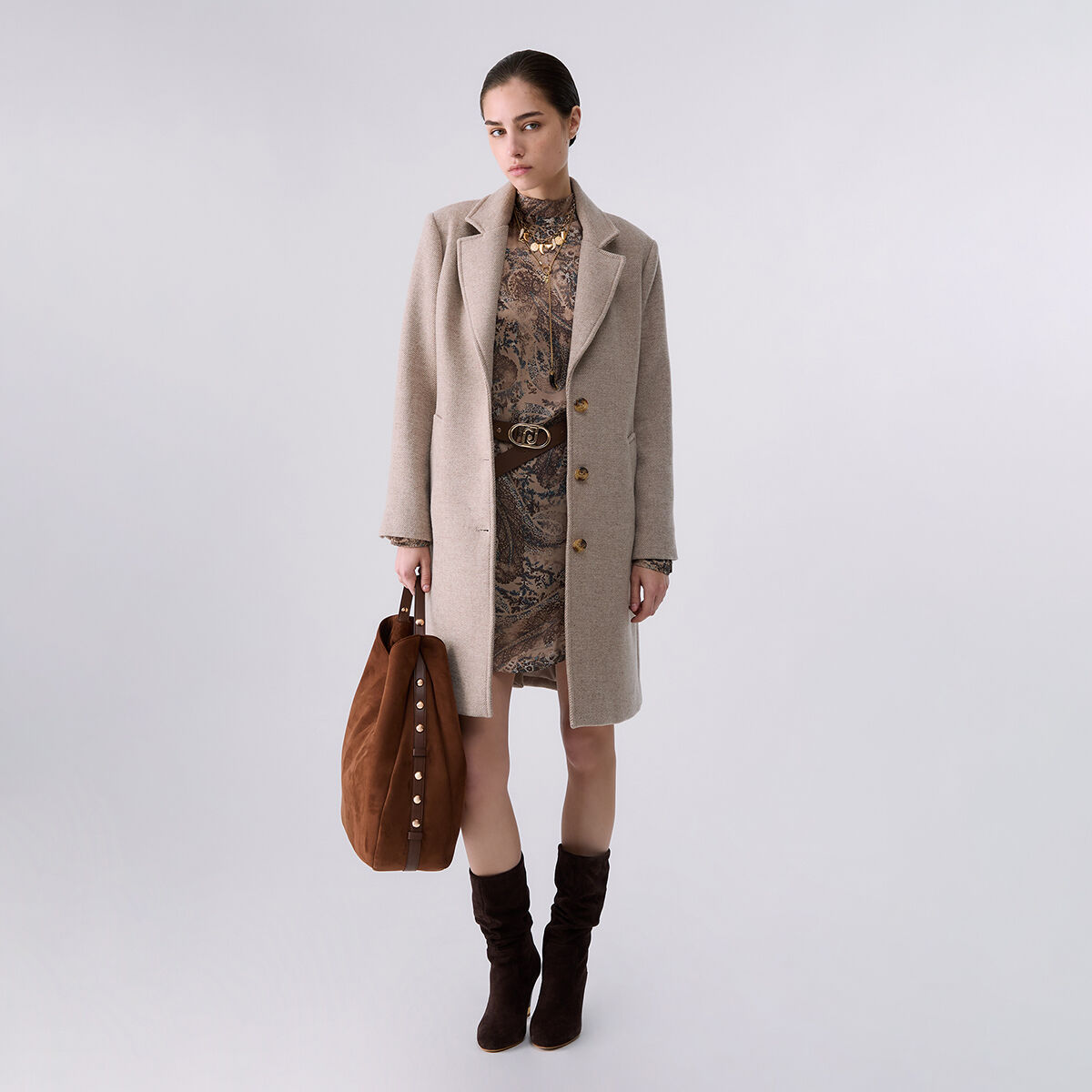 Manteau mi-long en tissu beige, LIU JO