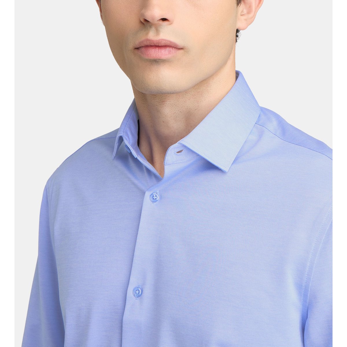 Chemise oxford droite stretch hoxtek en coton mélangé bleu clair, GALERIES LAFAYETTE