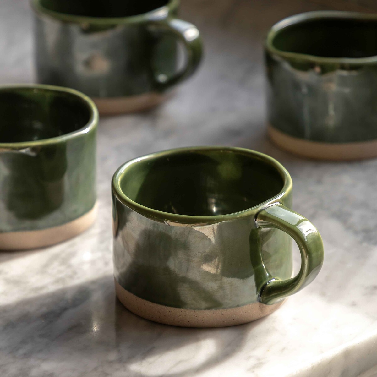 Set of 4 Rustic Mugs green, ÉDITÉ
