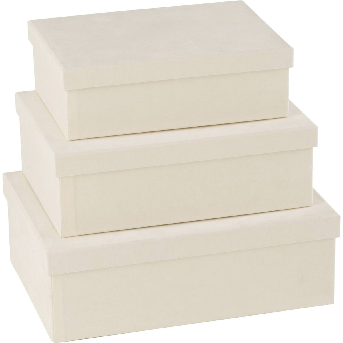 Set de 3 boîtes rectangulaires en papier blanc, RECOLLECTION