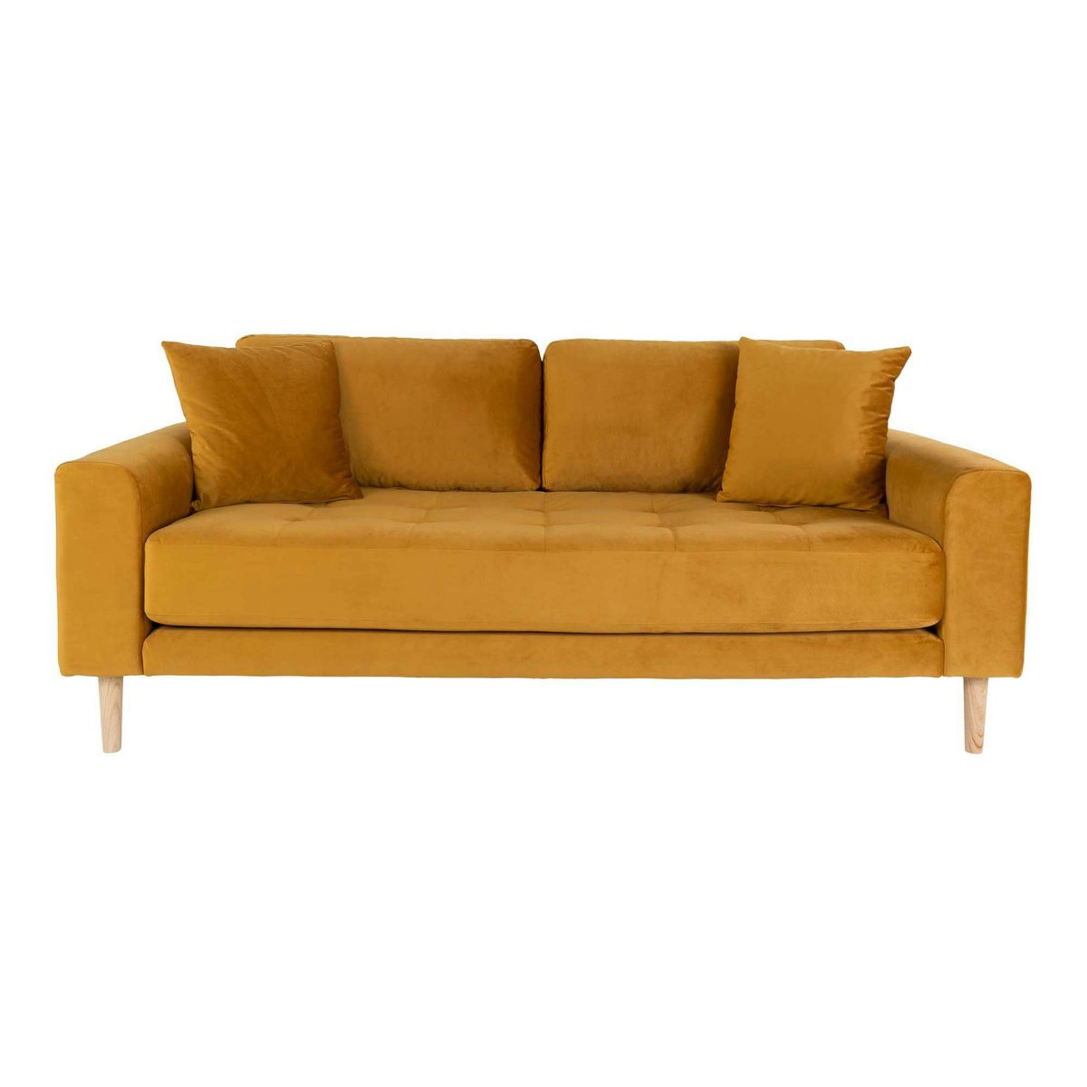 Canapé droit moderne en tissu AMSTERDAM moutarde - 2,5 places, PIER IMPORT