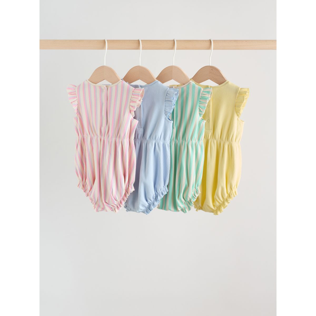 Barboteuse bébé à volants, lot de 4 rayure multicolore pastel, NEXT