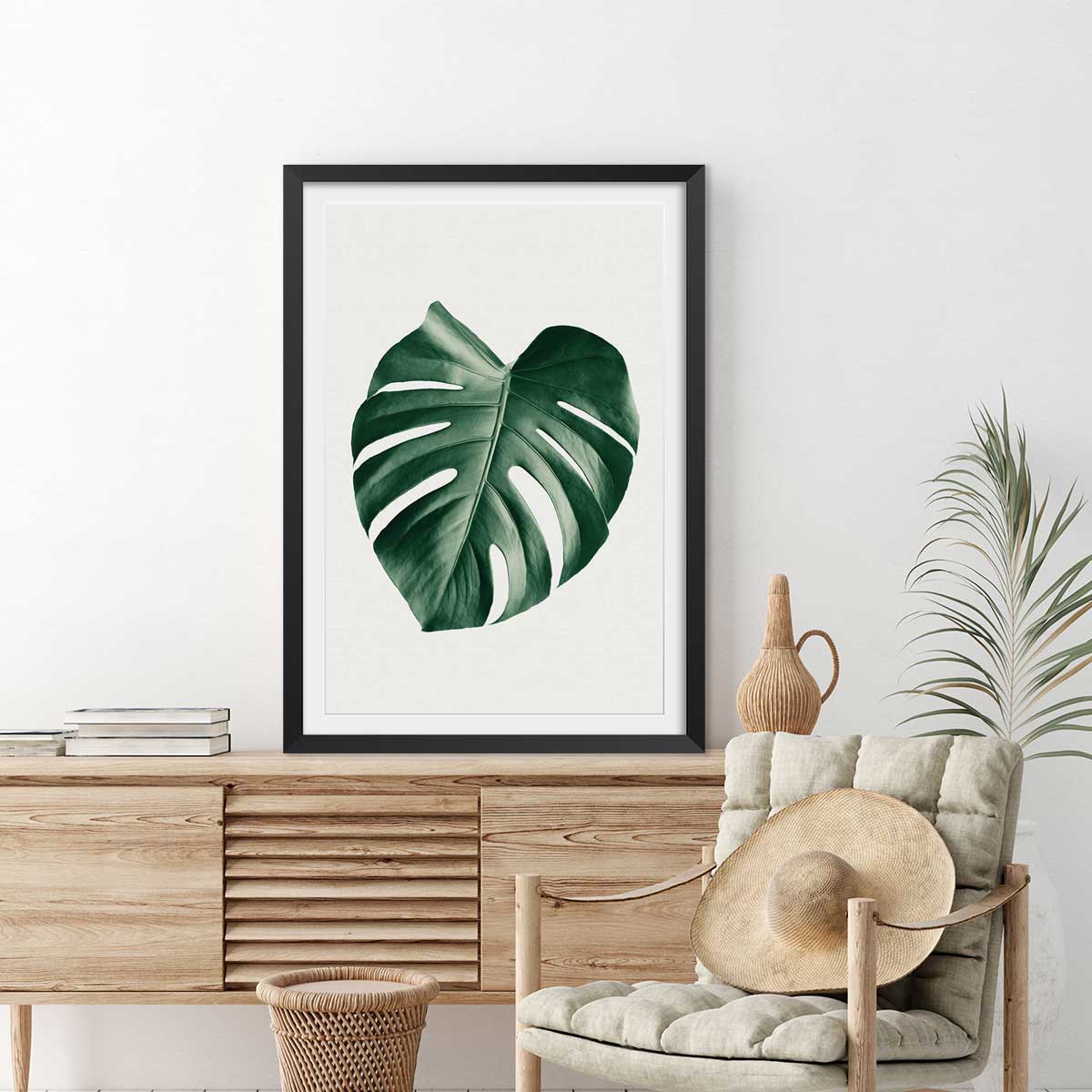 Affiche monstera perfect affiche + cadre en bois - noir, HEXOA