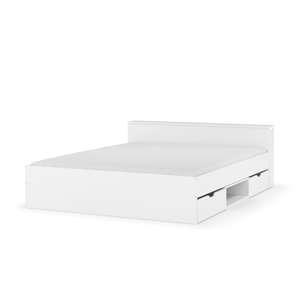Pack lit avec 2 tiroirs et matelas Bois massif  JUDY blanc, AKITEN RETAIL