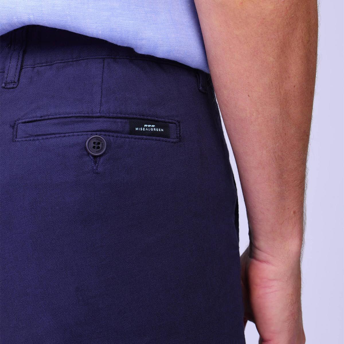 Chino coton et lin bleu marine, MISE AU GREEN