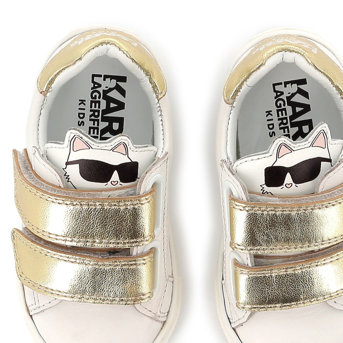 Sneakers in pelle a strappo blanc, KARL LAGERFELD KIDS
