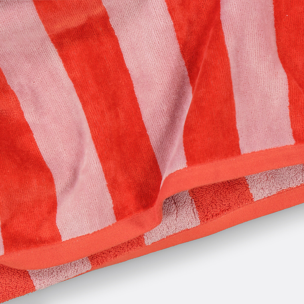 Serviette de toilette en éponge velours, Tabaka rose/rouge, LA REDOUTE INTERIEURS