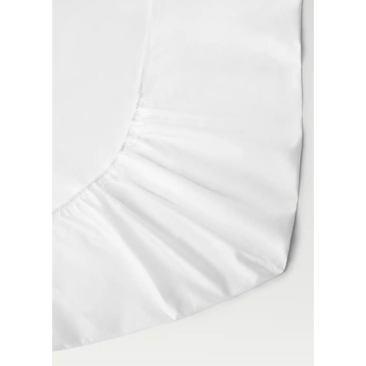 Drap-housse coton satin 600 fils lit 135/140 cm blanc, MANGO HOME