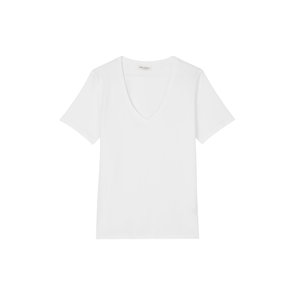 T-shirt classique à encolure en V en coton organique blanc, MARC O'POLO
