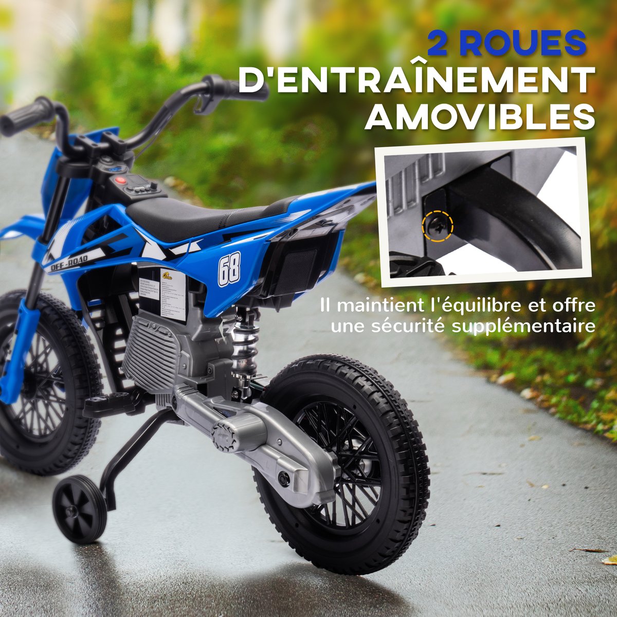 Moto électrique à conducteur assis PP bleu, AIYAPLAY