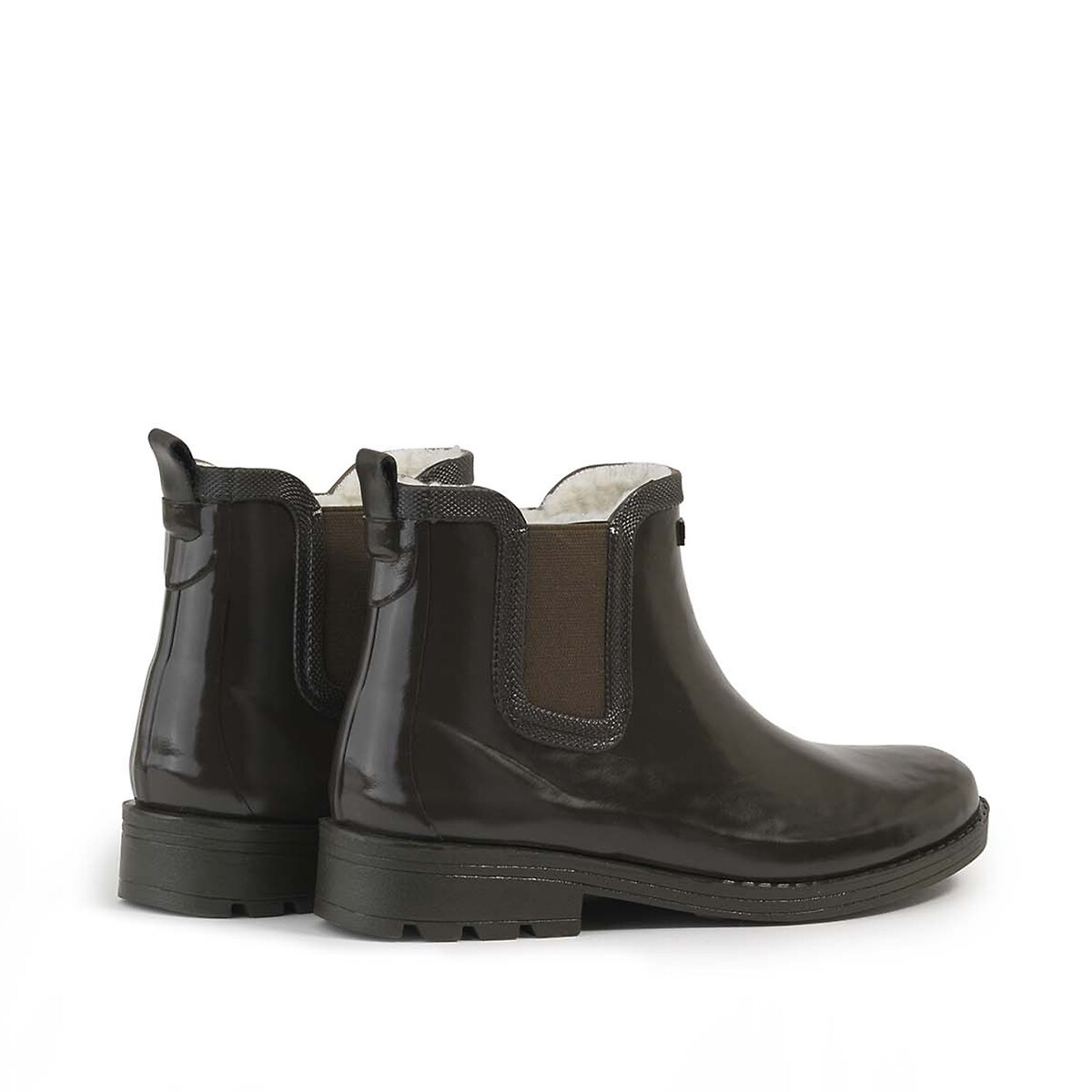 Carville Fur 2 Ankle Rain Boots with Faux Fur Lining khaki, AIGLE