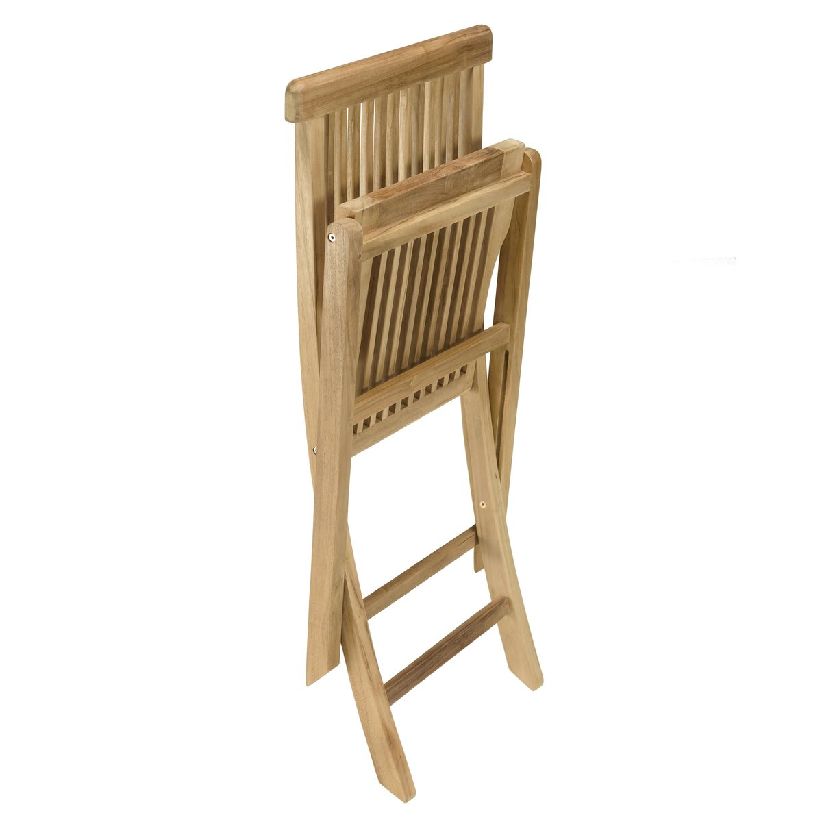 Salon de jardin teck brut table pieds en croix 180/240 + 6 chaises bord droit SUMMER bois naturel, PIER IMPORT