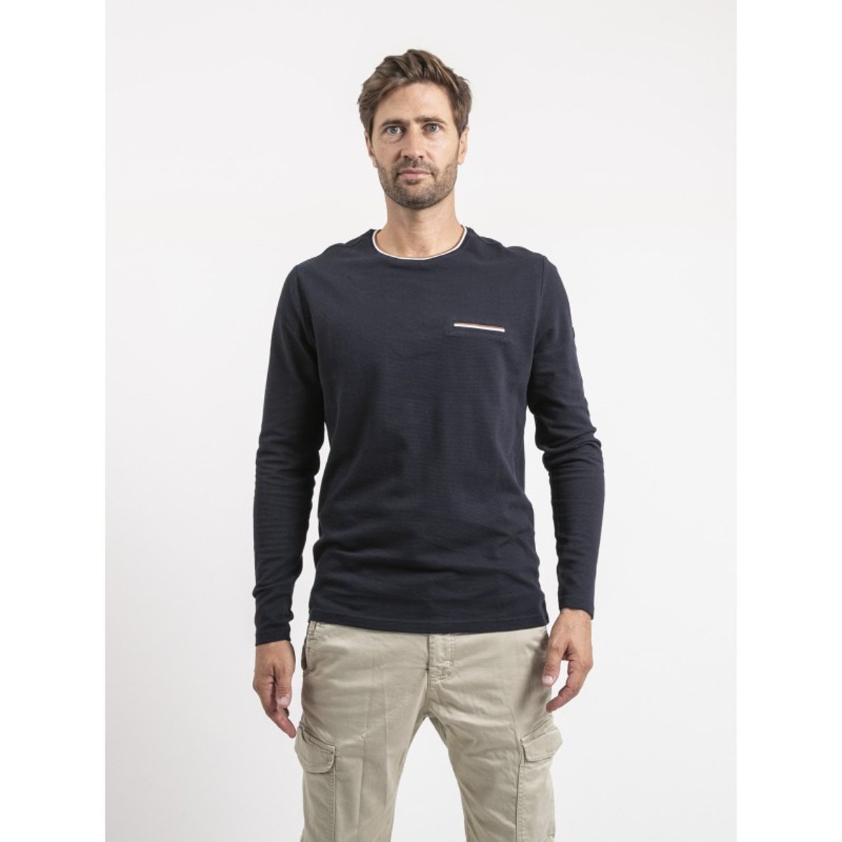 T-shirt Manches Longues Pur Coton Jinicole bleu marine, RITCHIE