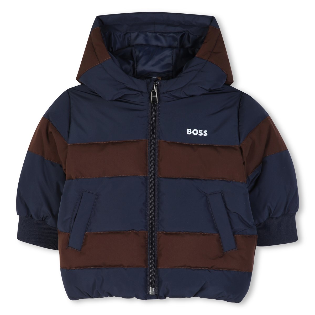 Doudoune à capuche bleu cargo, BOSS KIDSWEAR