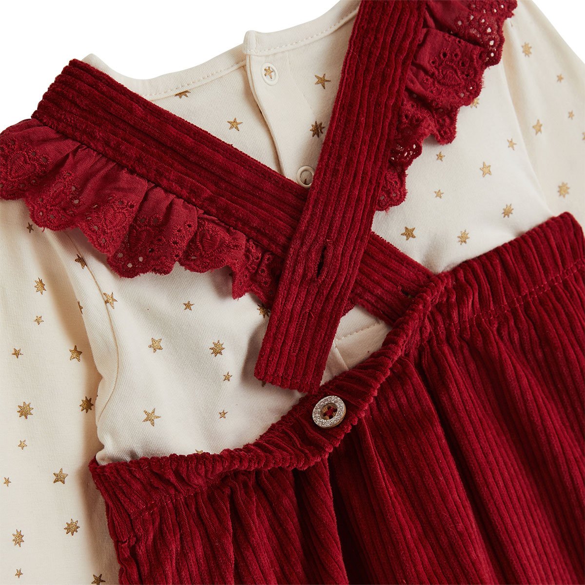 Ensemble bébé robe en velours côtelé et t-shirt Grace bordeaux, PETIT BEGUIN