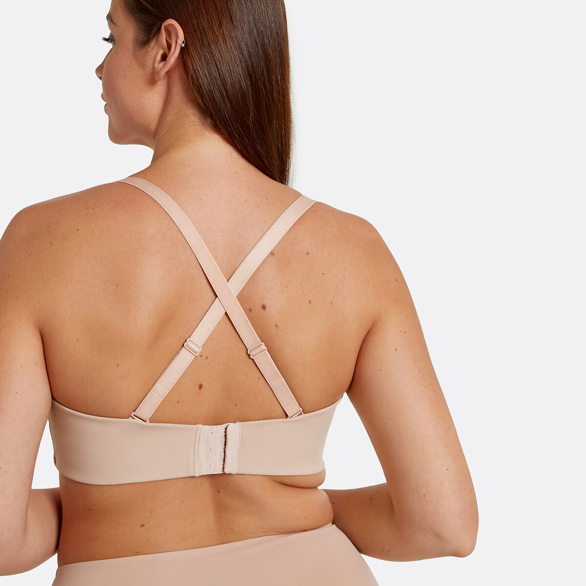 Soutien bandeau em microfibra, invisível creme, LA REDOUTE COLLECTIONS PLUS