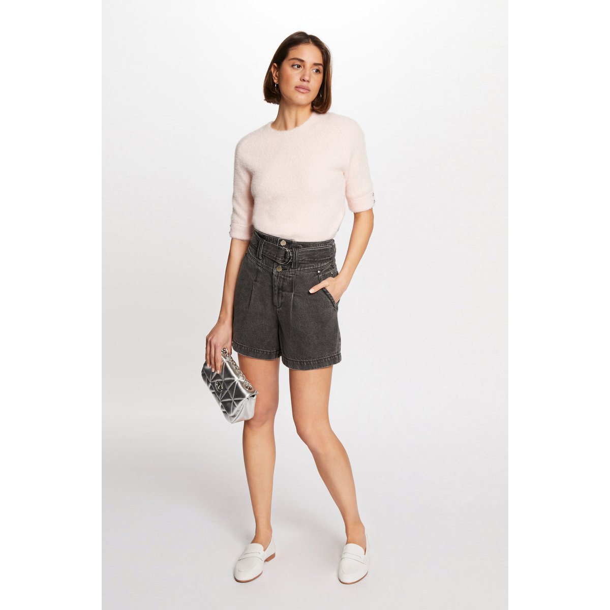 Pull manches courtes rose, MORGAN