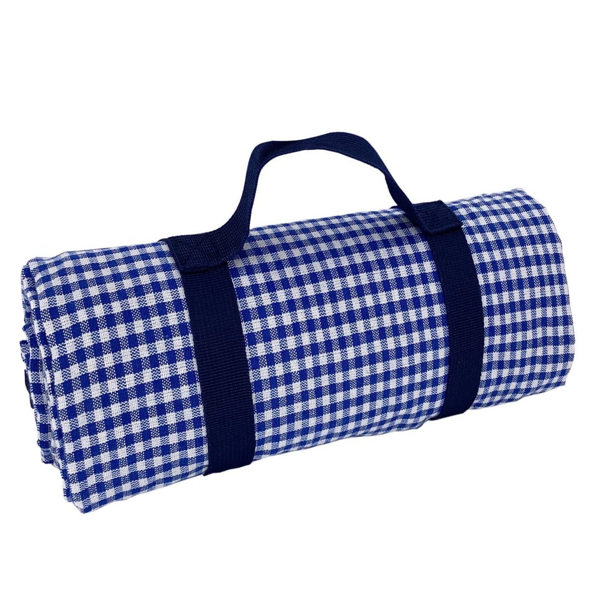 Nappe pique-nique à revers imperméable bleu et blanc, LES JARDINS DE LA COMTESSE