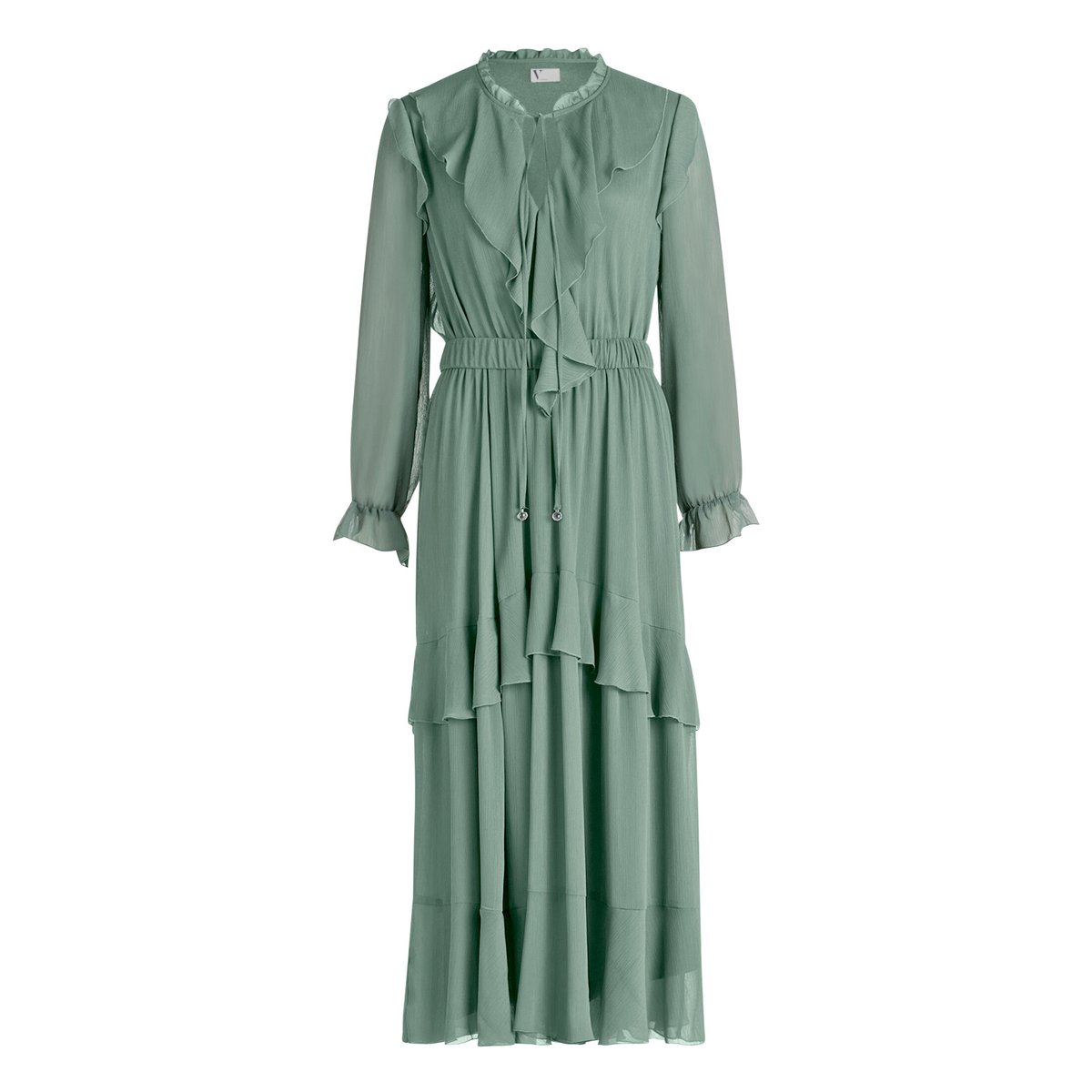 Robe de cocktail à volant evening green, VERA MONT
