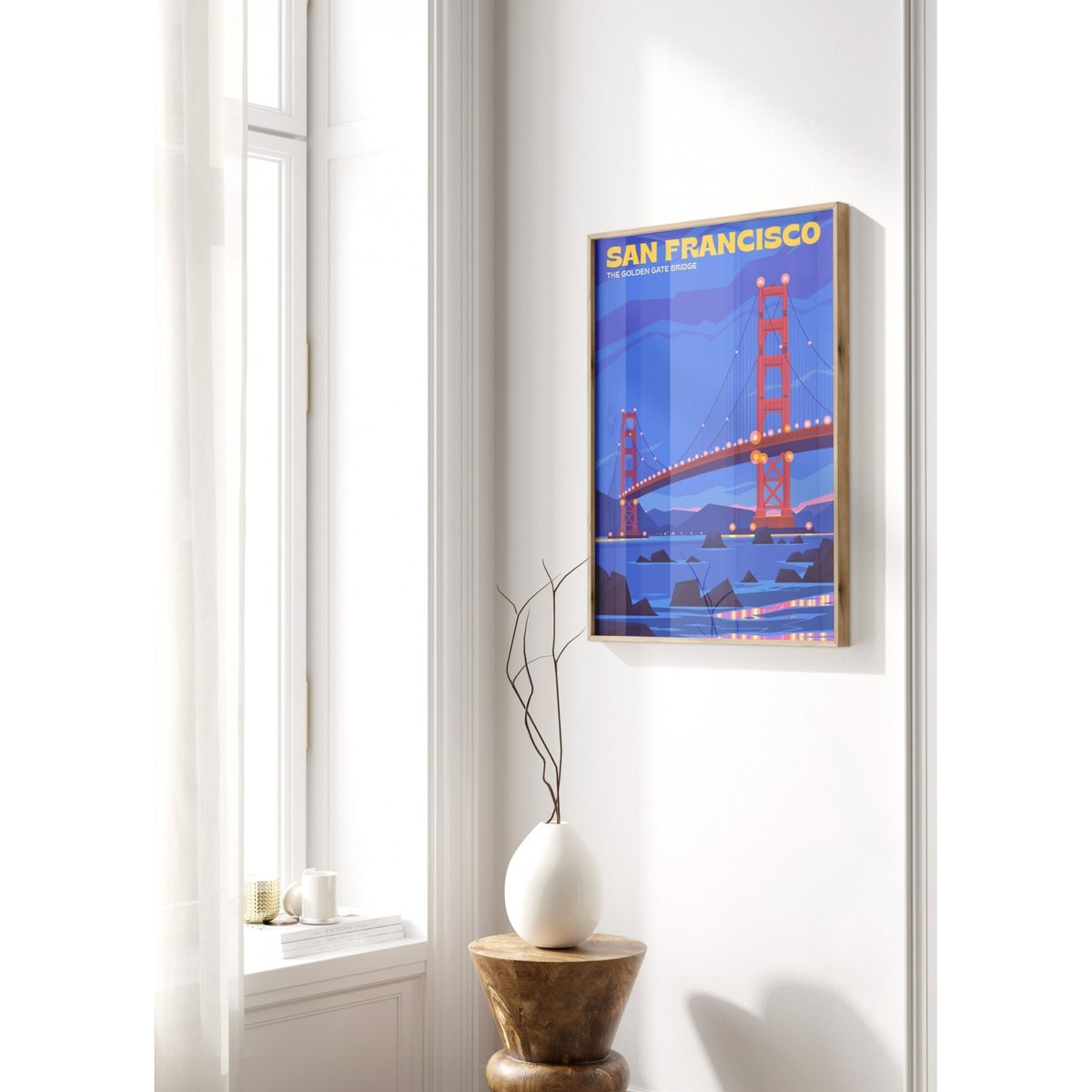 Affiche ville San Francisco 3 blanc, L'AFFICHERIE