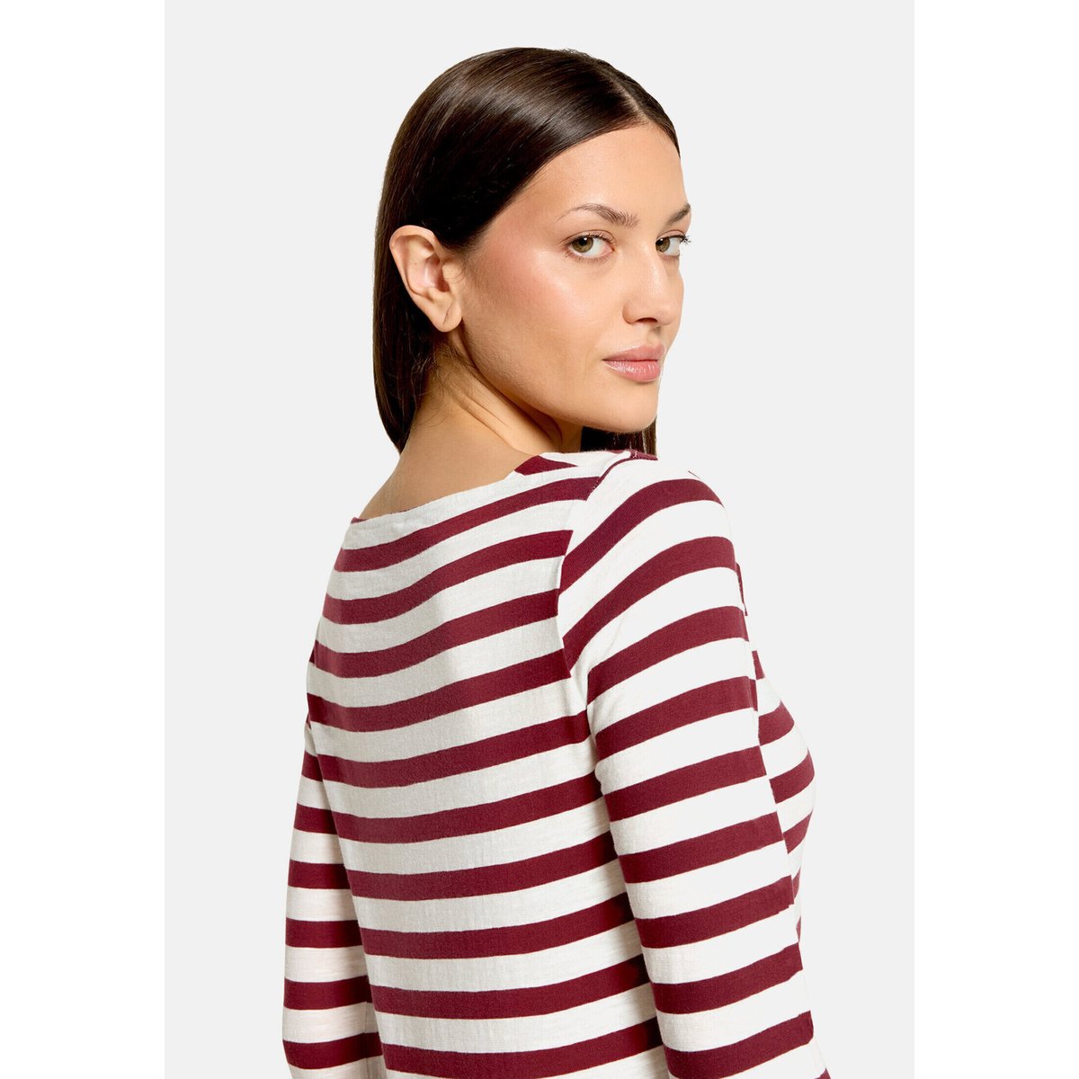 T-shirt à rainures à encolure bateau dark red/cream, BETTY & CO