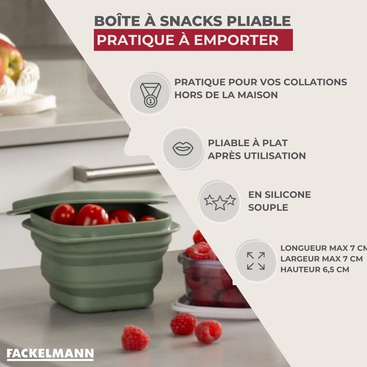 Lot de 8 lunch box 1 L avec 8 ustensiles de cuisine STORAGE blanc|vert, FACKELMANN