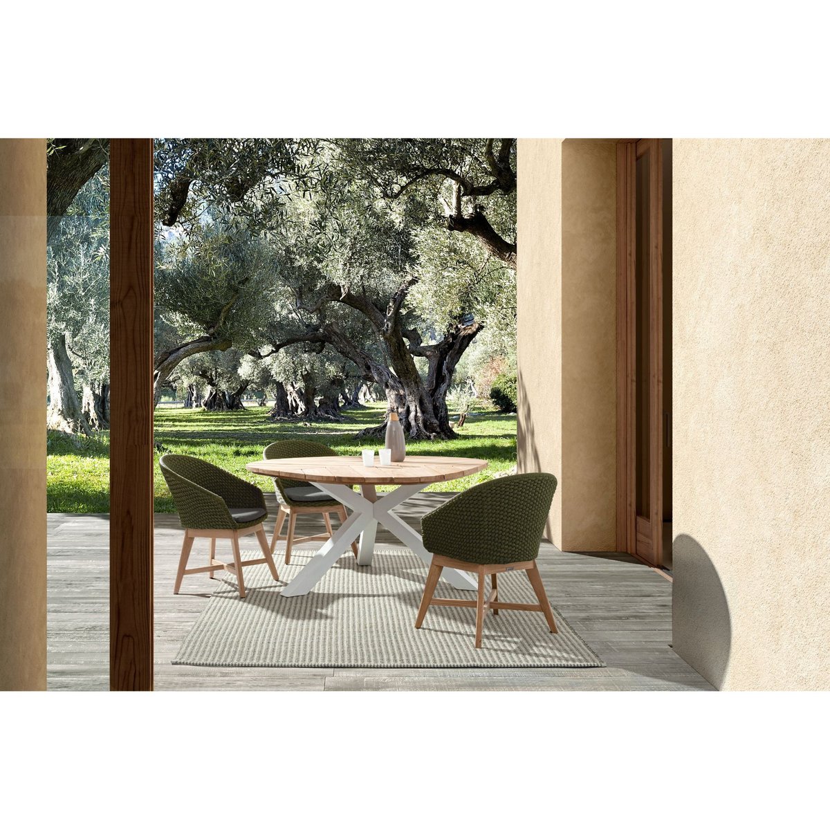 Table de jardin forme galet en teck et aluminium L160 - CAP FERRET blanc, HELLIN, DEPUIS 1862