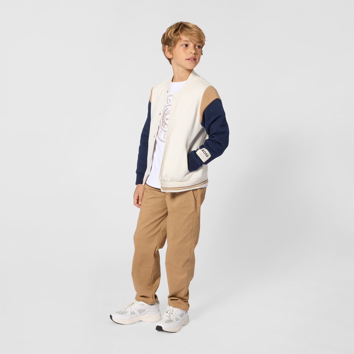 Cardigan siglé ivory, BOSS KIDSWEAR