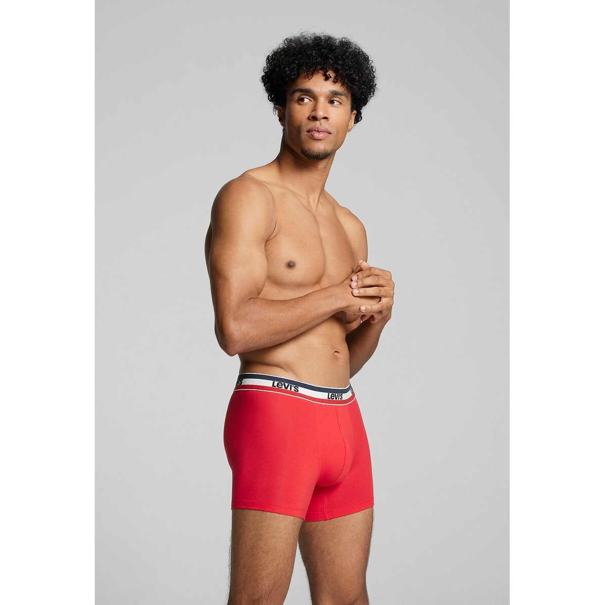 Lot de 2 boxers unis logo sportswear noir + rouge, LEVI'S