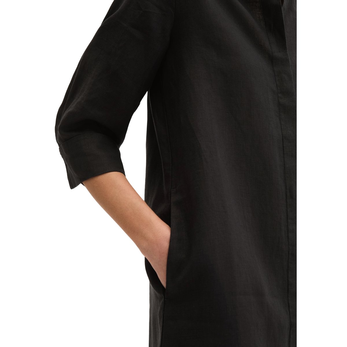 Robe en lin loose avec fermeture éclair sans couture noir, MARC O'POLO
