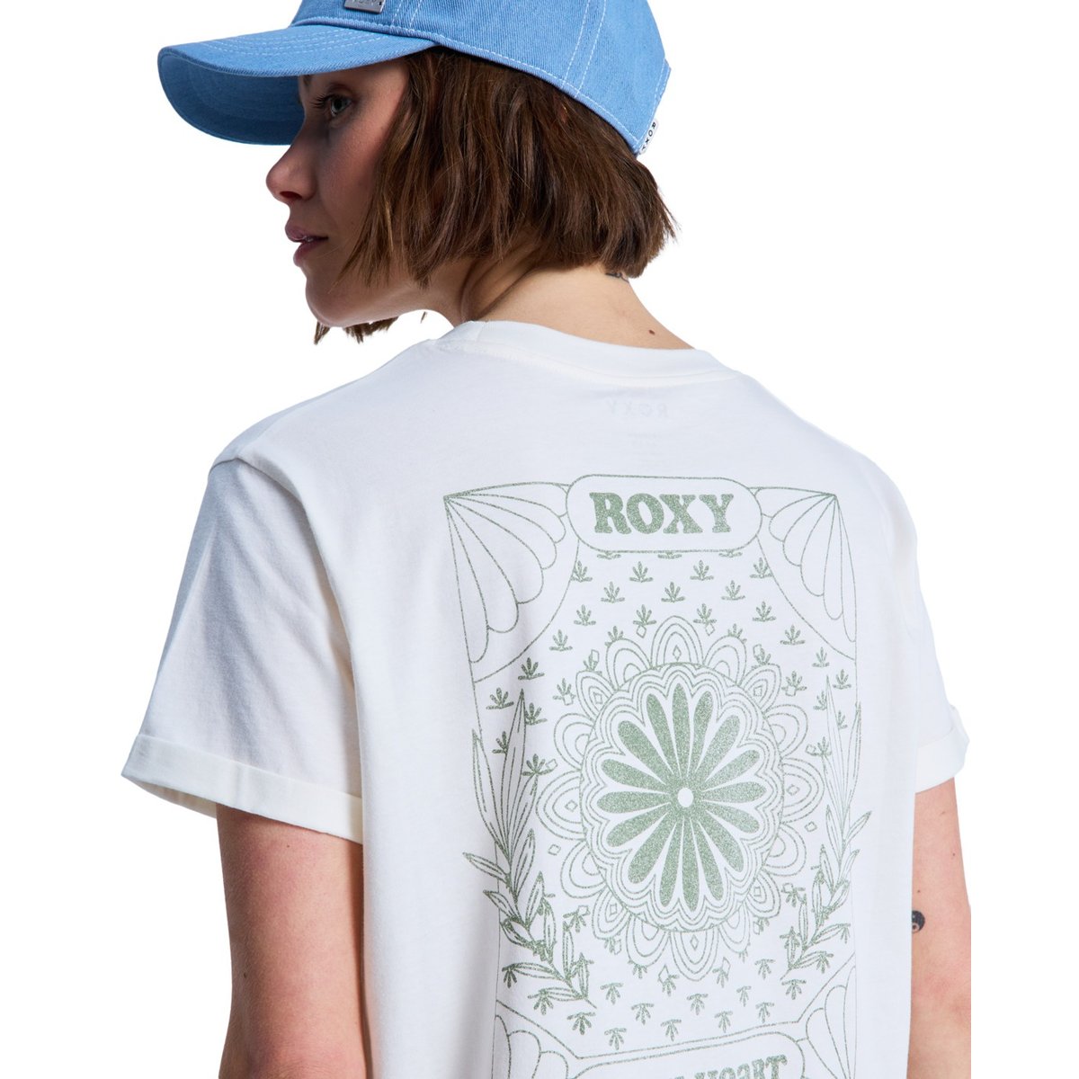 T-Shirt, manches courtes, col rond, Floral. blanc coconut milk, ROXY