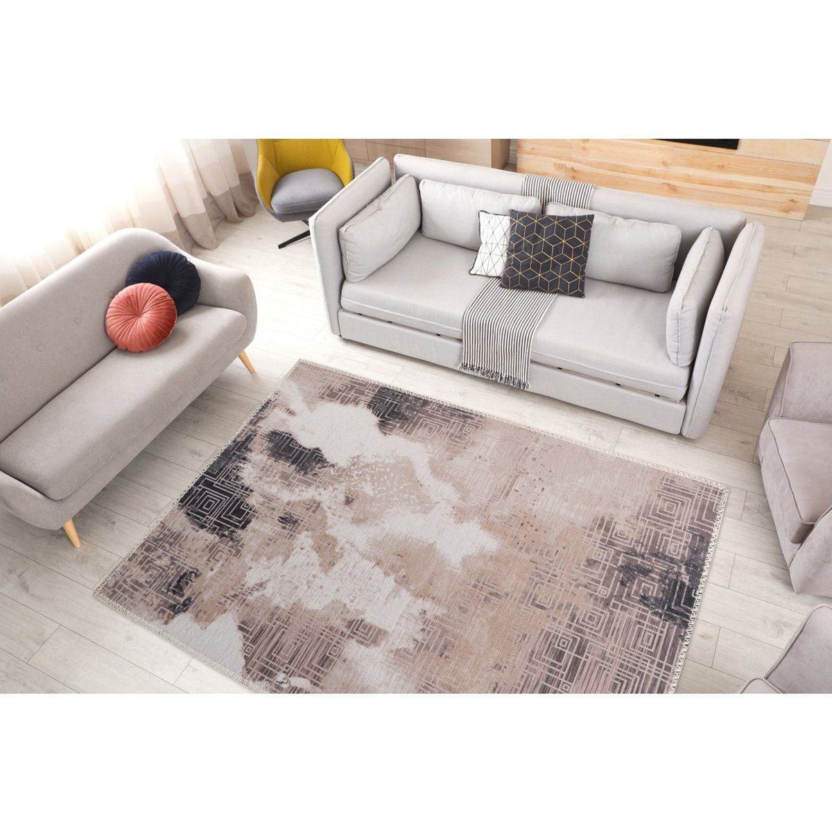 Tapis de PRIÈRE vintage motif géométrique crème, ARTE ESPINA