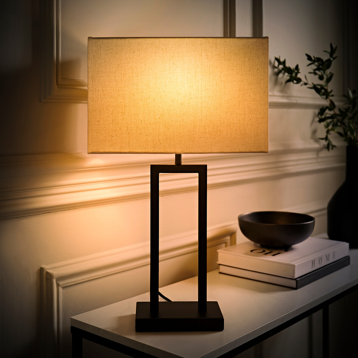Glenda Double Stem Table Lamp with Rectangular Shade black, SO'HOME