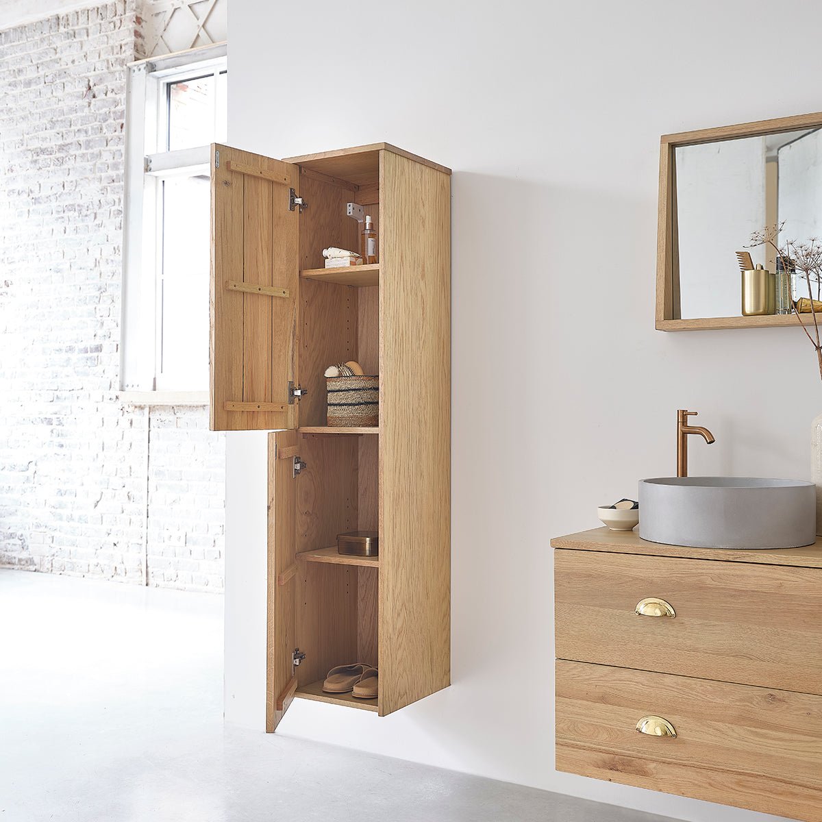 Colonne de salle de bain en chêne MARGAUX naturel, BERAH GETAH